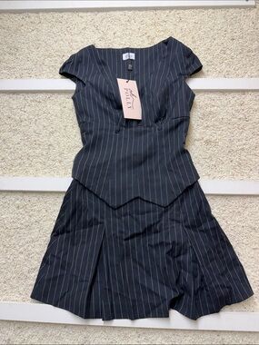 Oh Polly NWT Pinstripe Black Dress